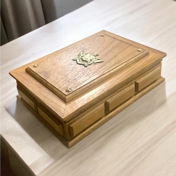 Men’s Vintage Wood Dresser Wallet Jewelry Box - Picture 2 of 8